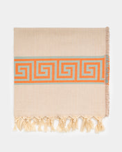 Φόρτωση εικόνας στο εργαλείο προβολής Συλλογής, orange meander hammam towel made of recycled cotton Edit alt text
