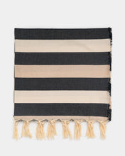 Φόρτωση εικόνας στο εργαλείο προβολής Συλλογής, striped black beige white hammam towel made of recycled cotton