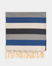 Φόρτωση εικόνας στο εργαλείο προβολής Συλλογής, striped blue grey black white hammam towel made of recycled cotton
