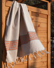 Φόρτωση εικόνας στο εργαλείο προβολής Συλλογής, orange meander hammam towel made of recycled cotton