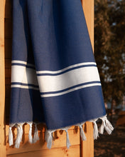 Φόρτωση εικόνας στο εργαλείο προβολής Συλλογής, striped blue hammam towel made of recycled cotton