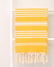 Φόρτωση εικόνας στο εργαλείο προβολής Συλλογής, striped yellow hammam towel made of recycled cotton