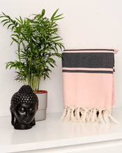 Φόρτωση εικόνας στο εργαλείο προβολής Συλλογής, striped peach pink hammam towel made of recycled cotton