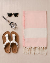 Φόρτωση εικόνας στο εργαλείο προβολής Συλλογής, light pink fishbone hammam towel made of recycled cotton
