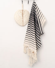 Φόρτωση εικόνας στο εργαλείο προβολής Συλλογής, striped black hammam towel made of recycled cotton