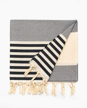 Φόρτωση εικόνας στο εργαλείο προβολής Συλλογής, striped grey white black hammam towel made of recycled cotton